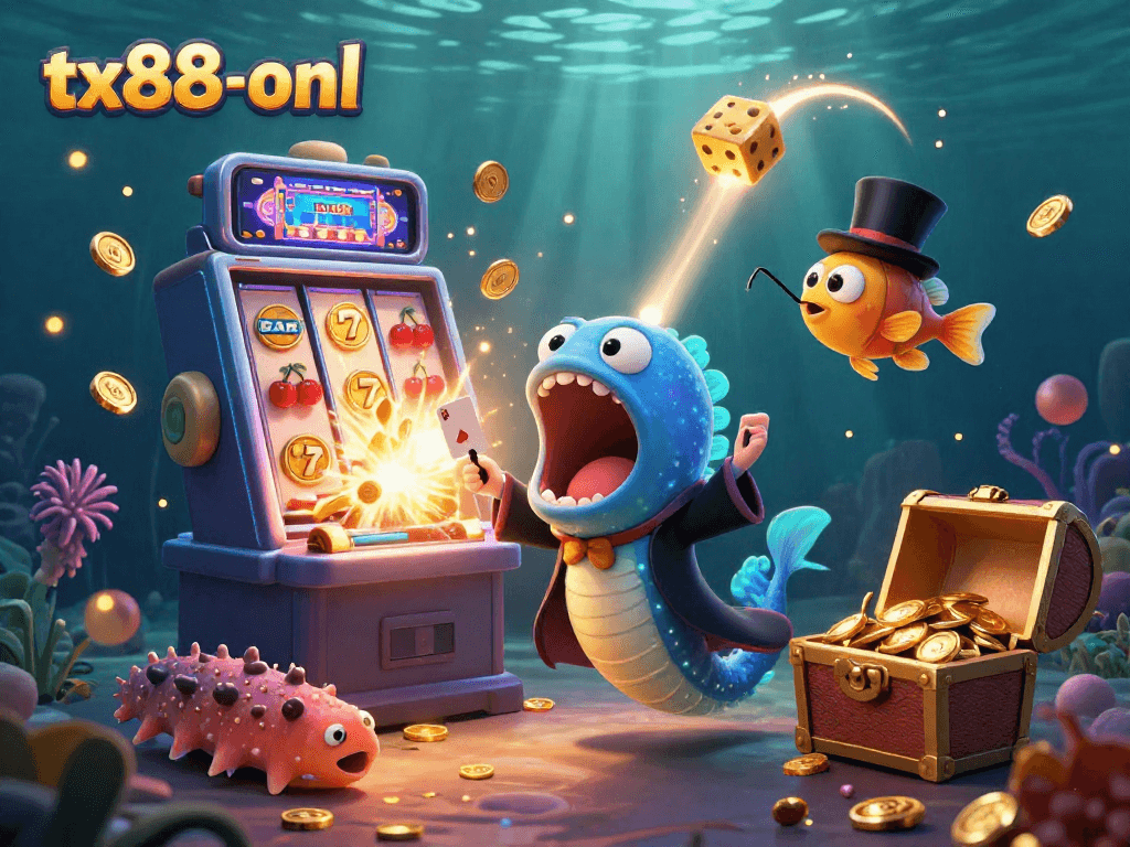 Engage with tx88-onl featuring vibrant casino elements and animated characters in a magical underwater scene.