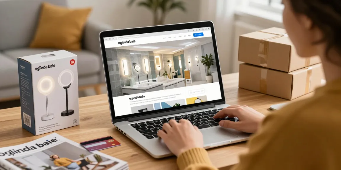 An appealing image showcasing stylish 'oglinda baie' options for online shopping, promoting best deals and product reviews on an e-commerce platform.