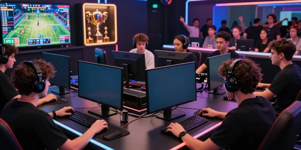Players enjoying nbet gaming activities in a vibrant esports arena.