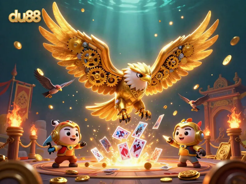 Experience thrilling gaming at du88 with golden eagle and vibrant casino elements in a dynamic scene.