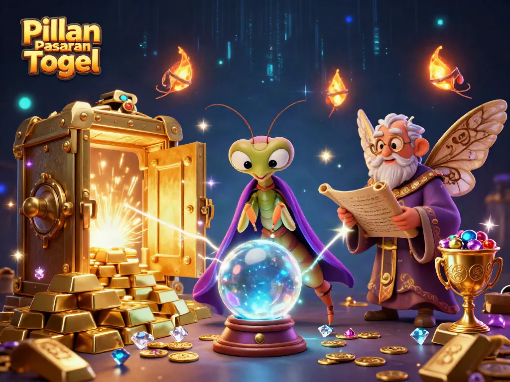 Menangkap keajaiban Pilihan Pasaran Togel melalui prediksi dan angka dengan ilustrasi detail 3D.