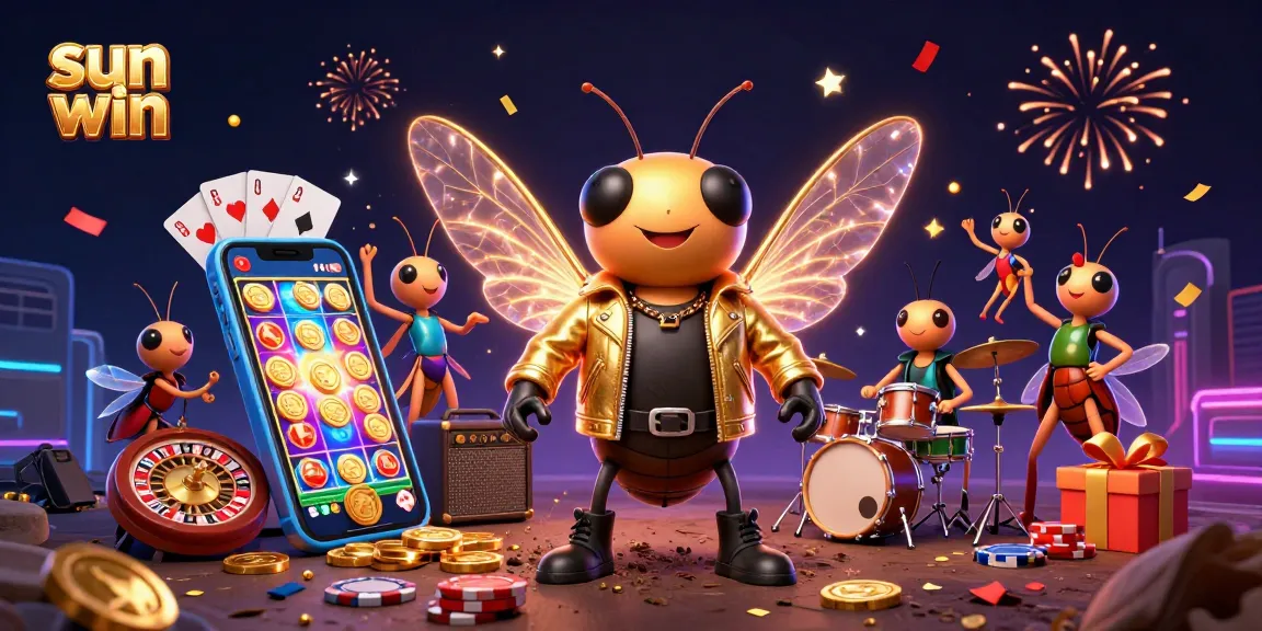 Win big with sun win in this lively 3D illustration of casino excitement.