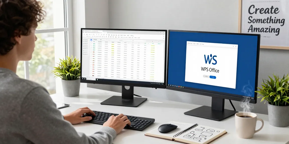 User engaged with WPS Official Website in a modern home office, showcasing productivity with WPS Office applications.