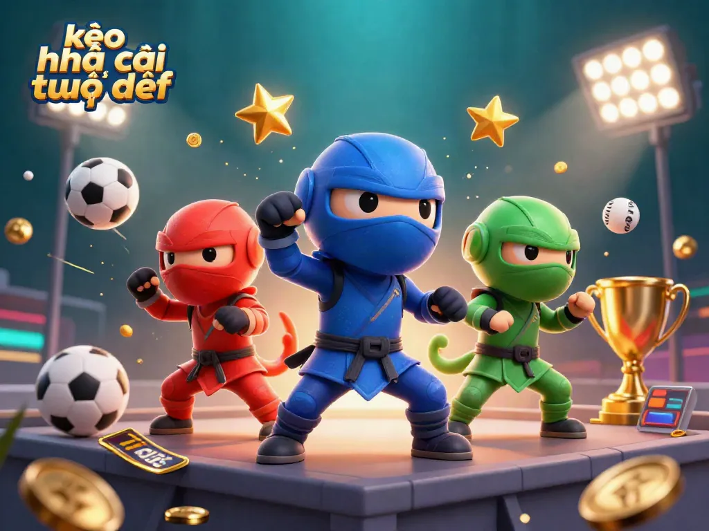 Experience the excitement of kèo nhà cái trực tiếp with dynamic sports elements and a vibrant ninja chameleon team.