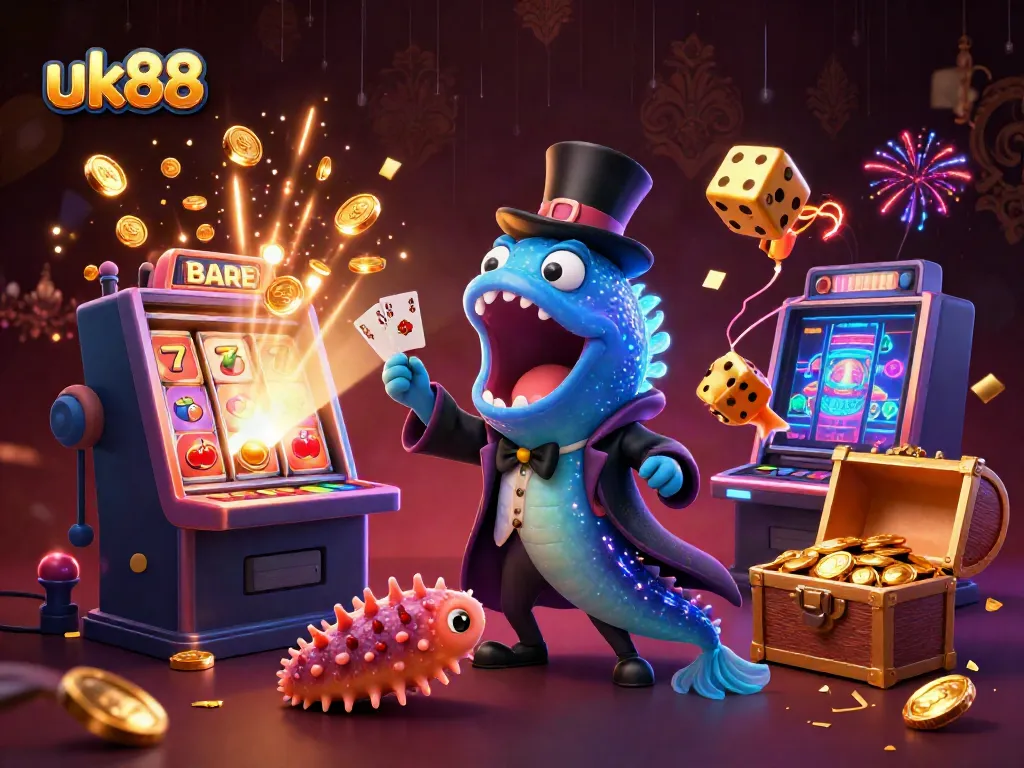 uk88 offers an engaging casino experience with a lively illustration of a magical underwater theme.