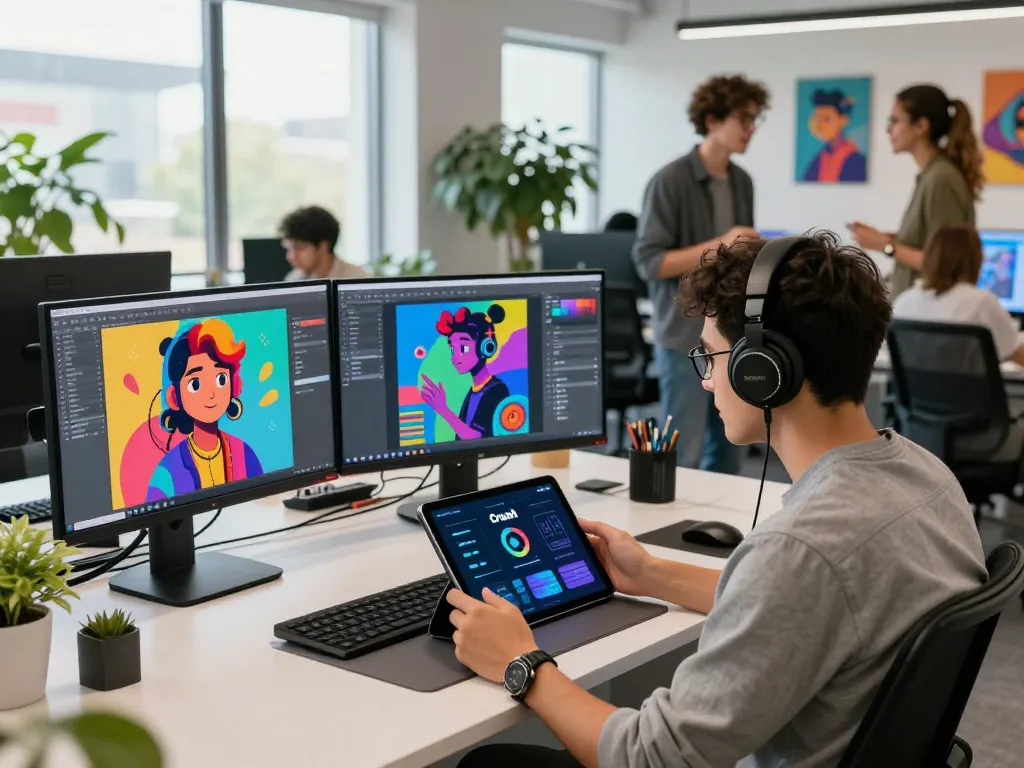 Engaging user exploring Crush on AI features in a dynamic tech workspace.