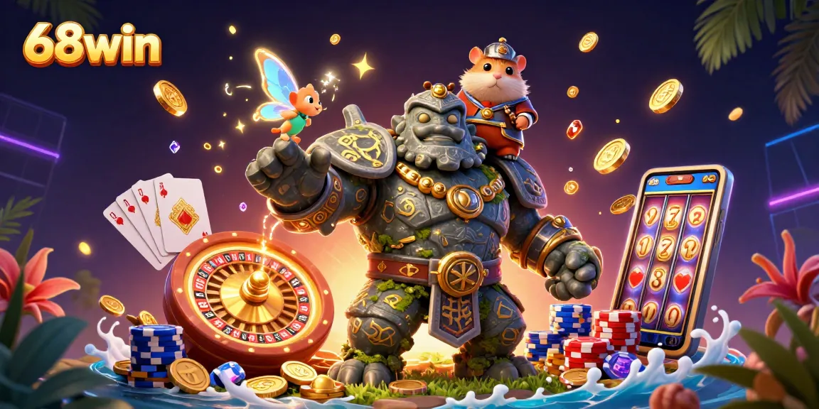 Experience the excitement with 68win as golden coins cascade in thrilling casino action.