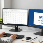 User engaged with WPS Official Website in a modern home office, showcasing productivity with WPS Office applications.